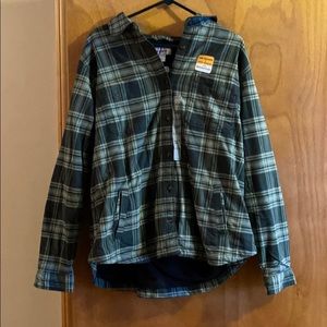 BNWT Green Plaid Fleece Lined Carharrt Button Up
